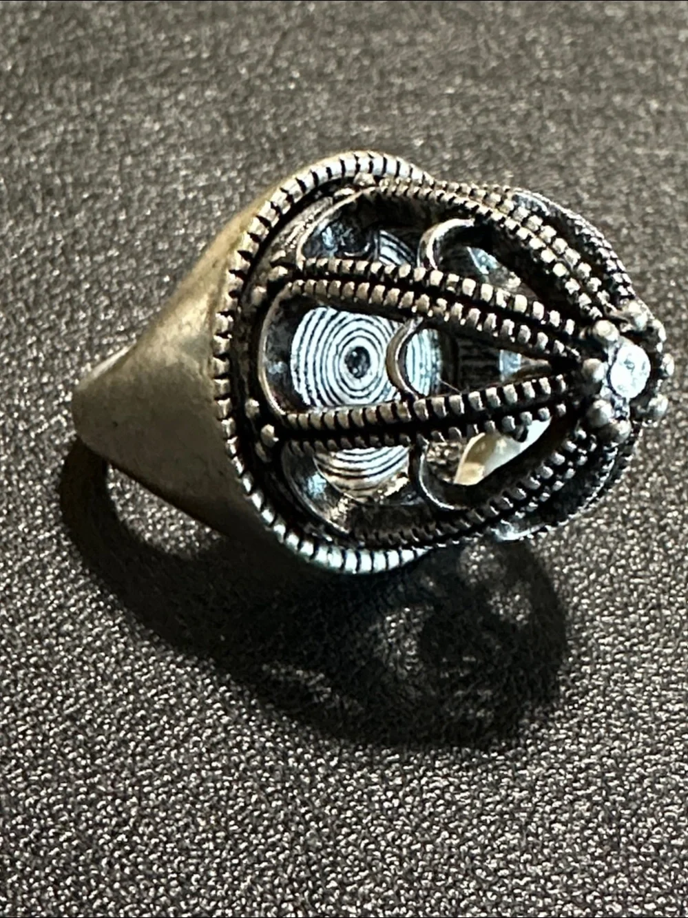 Bird In A Cage Silver-Tone Statement Ring